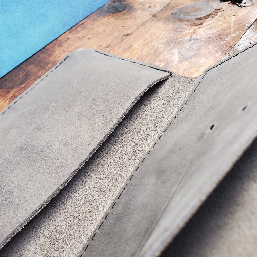 Gray Leather Wallet with Button Closure - Picture 9 of 11